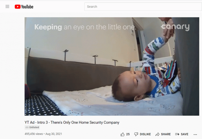 Canary YouTube video ad